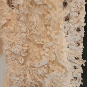 Lace Cream Vest with Textured Design, Medium